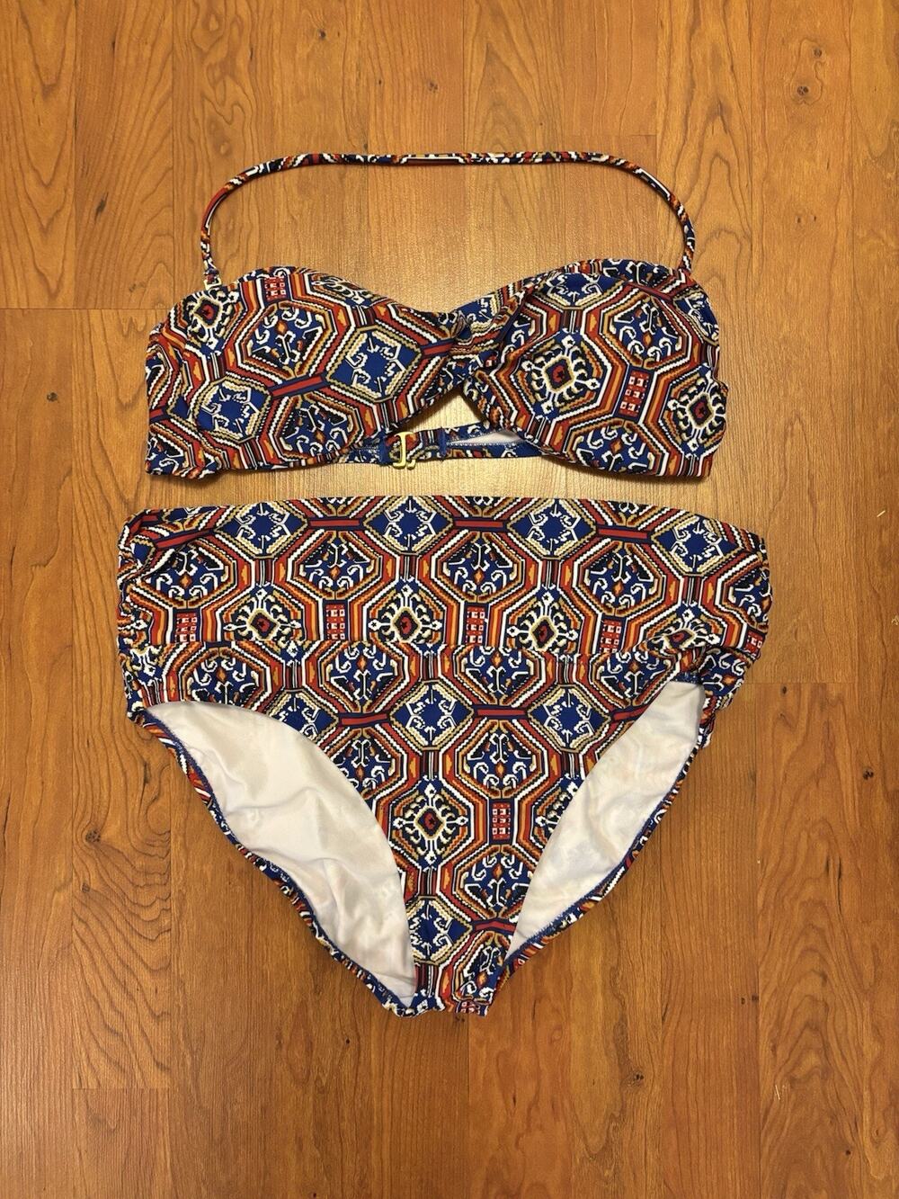 Jessica Simpson Swimsuit Bikini Aztec Unique Blue and Red Size XL